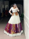 White Colour Pure Rayon With Mirror Work Lehenga With Blouse Wholesale In India NNK1704